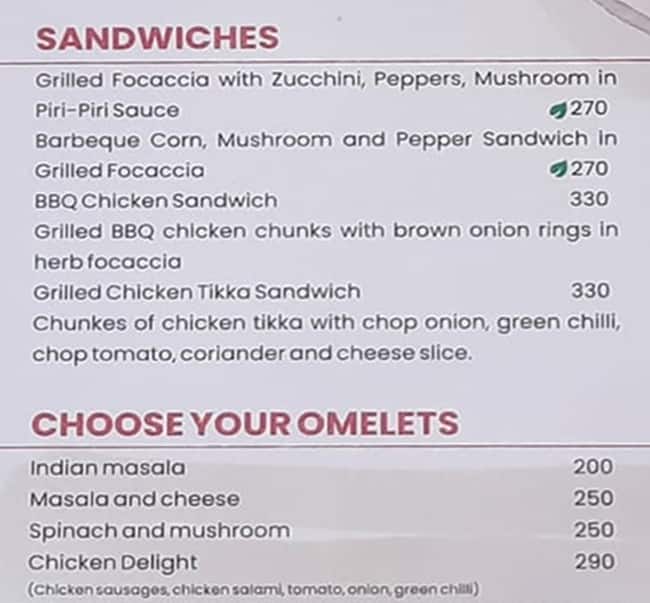 Alfredo's menu