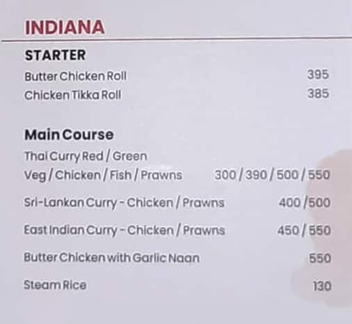 Alfredo's menu