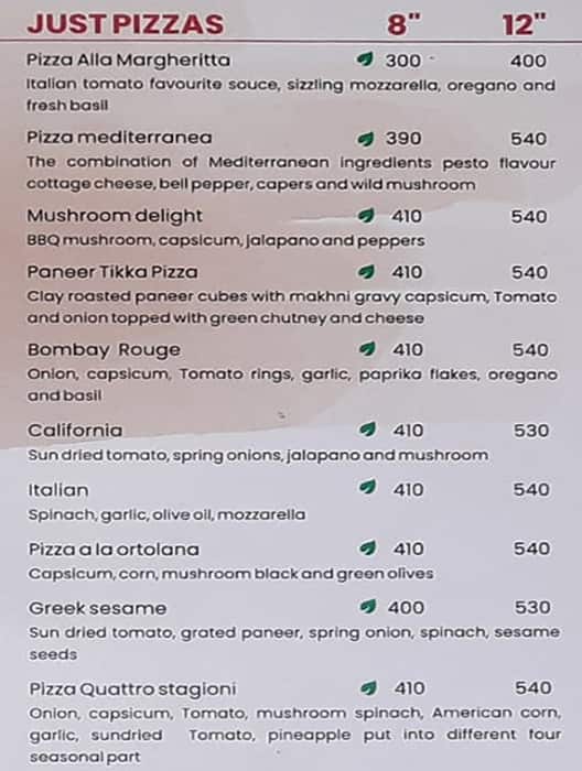 Alfredo's menu