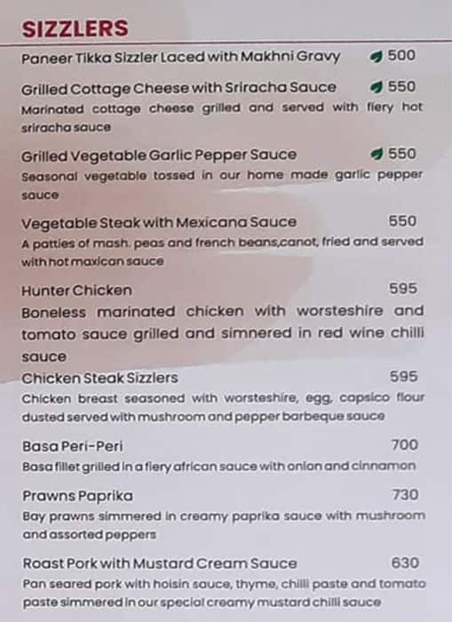 Alfredo's menu