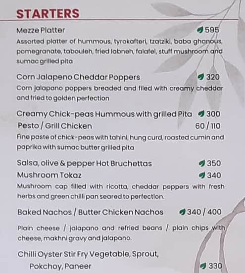 Alfredo's menu