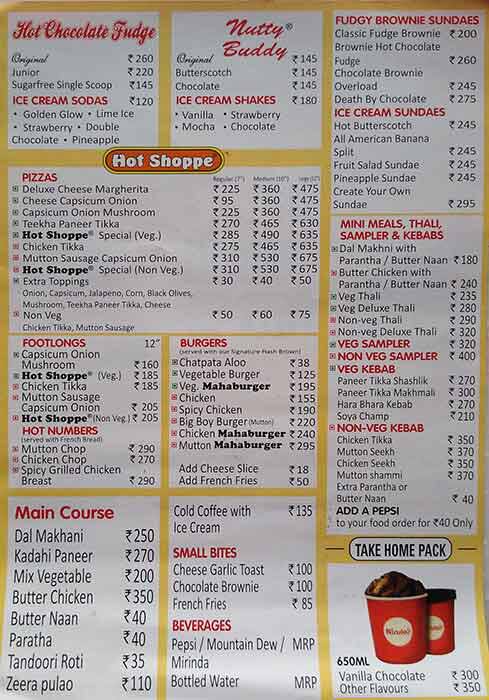 Nirula's Vasant Kunj menu