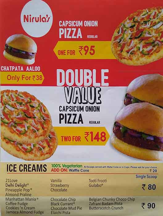 Nirula's Vasant Kunj menu