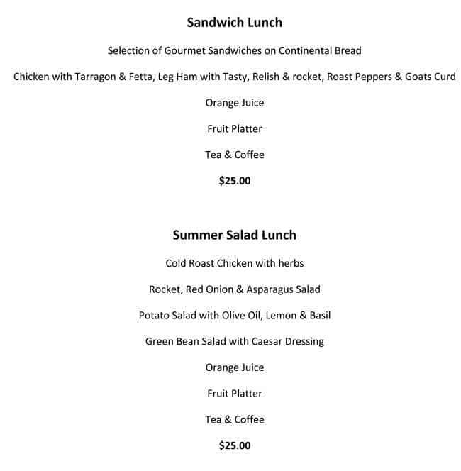 Menu at Zig Zag Cafe, Kalamunda, 7 Williams St