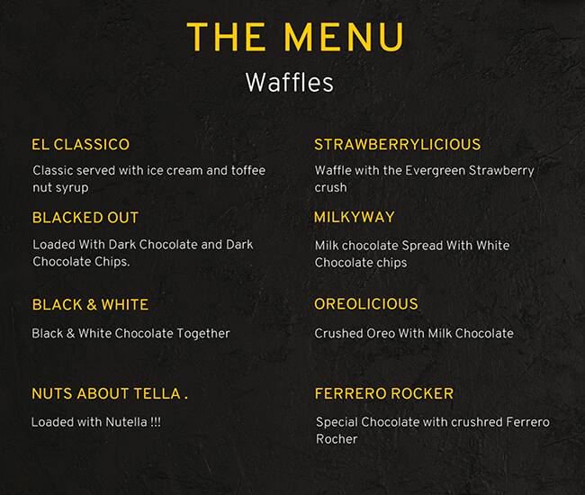 Menu of The Waffles Inc., Sakinaka, Mumbai