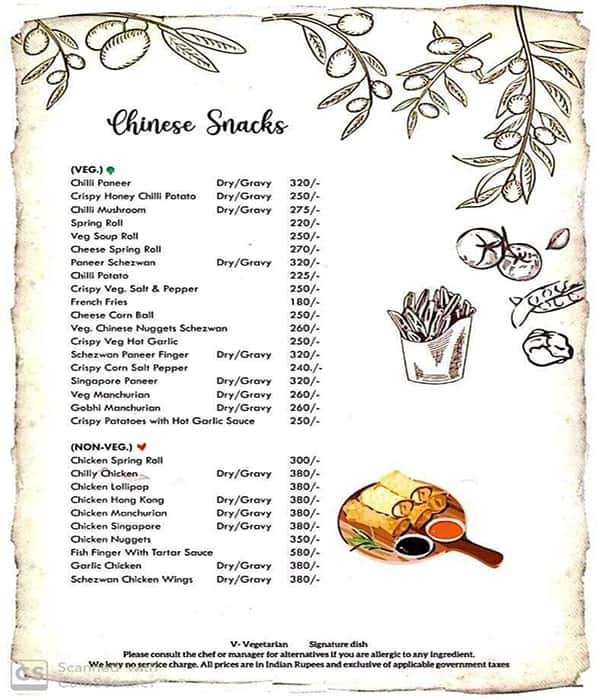 Menu of Armada Restro Bar Kaonli Dehradun