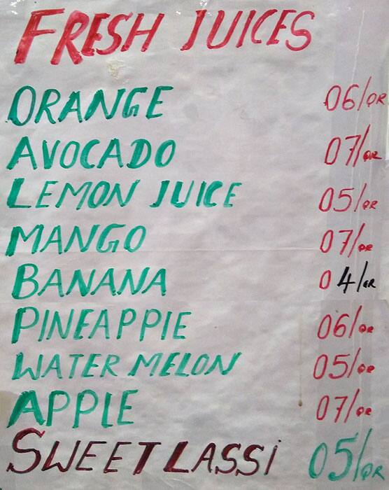 Tuba Restaurant menu
