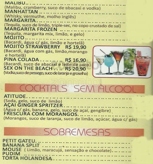 Bella Sauípe cardápio