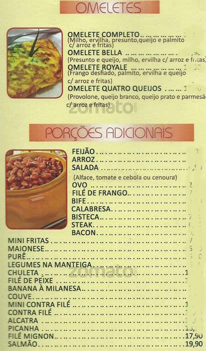 Bella Sauípe cardápio