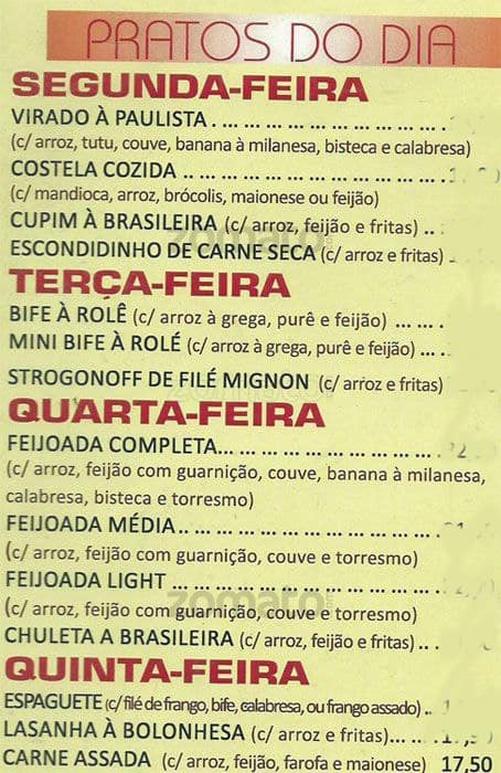 Bella Sauípe cardápio