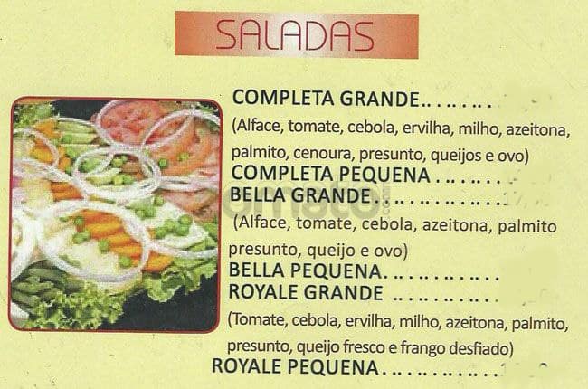 Bella Sauípe cardápio