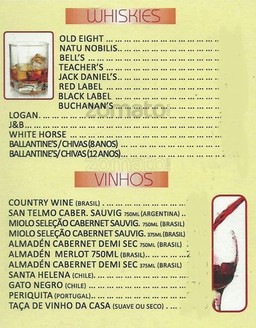 Bella Sauípe cardápio