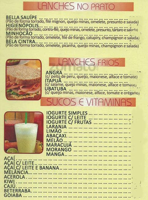 Bella Sauípe cardápio