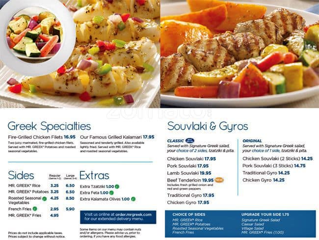 Menu at Mr. Greek, Vaughan, 130 Windflower Gate