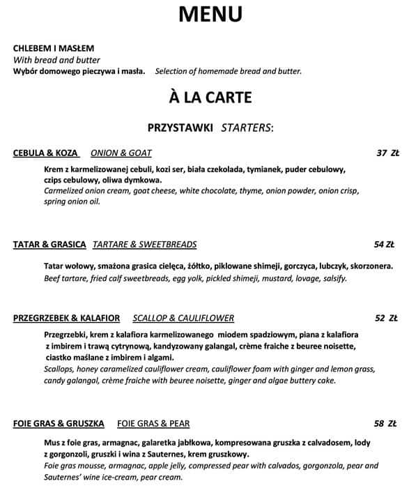 L Enfant Terrible Menu Menu For L Enfant Terrible Stary Mokotow Warszawa