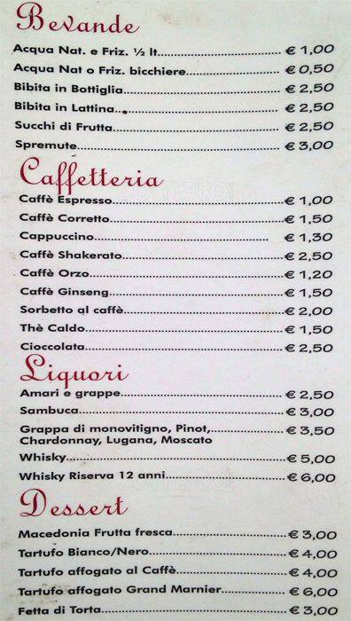 Menu di IQOS PARTNER - Max cafè Washington 88, Milano 