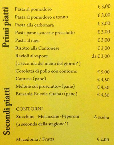 Menu di Paradise Caffè 