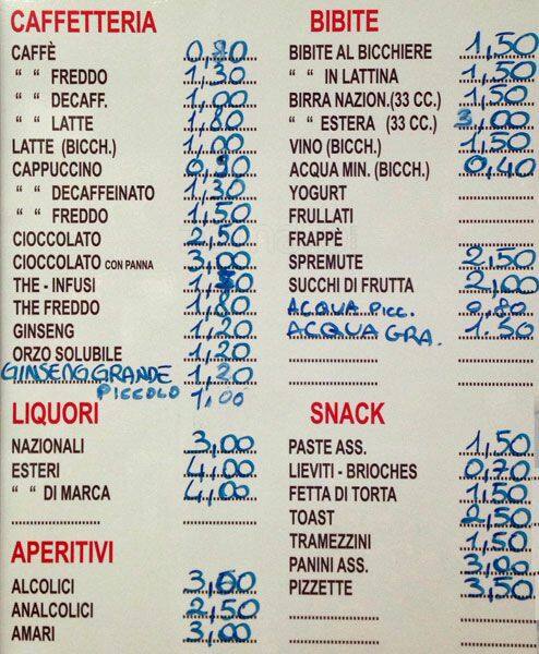 Menu de Gran Caffè Roma