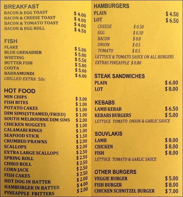 Salt 'N' Vinegar Fish And Chips Menu Urbanspoon/Zomato