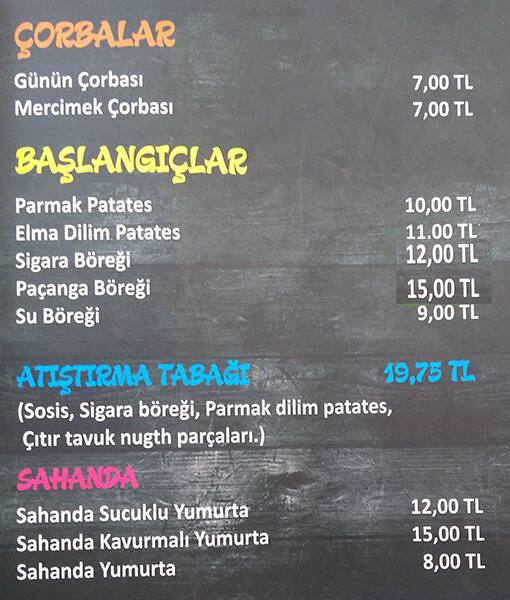 Nehir Cafe menu