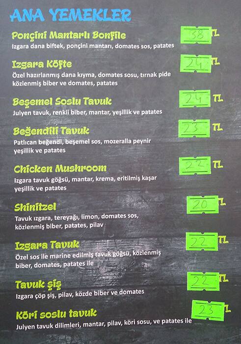 Nehir Cafe menu