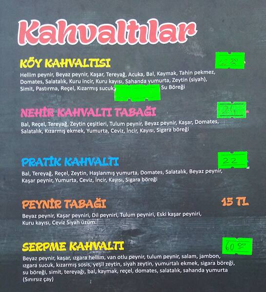 Nehir Cafe menu