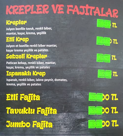 Nehir Cafe menu