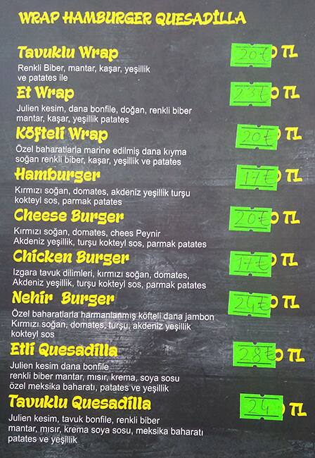Nehir Cafe menu