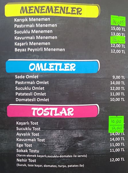 Nehir Cafe menu