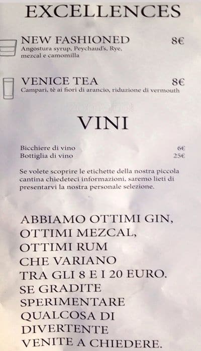 Menu di Casa Mia - Cocktail Bar & Bistrot 