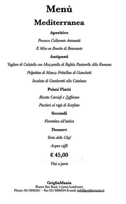 Menu di Grigliamania 