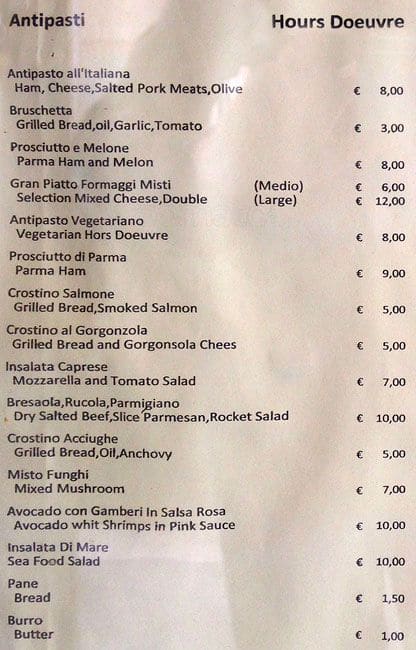 Menu di La Capitale 