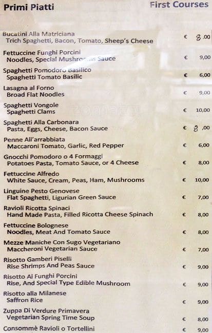 Menu di La Capitale 