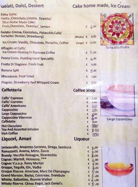 Menu di La Capitale 