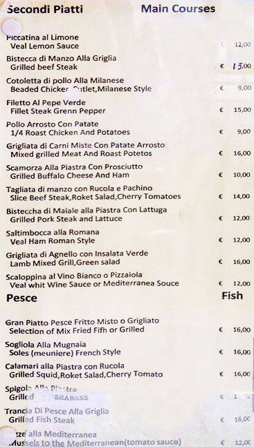 Menu di La Capitale 