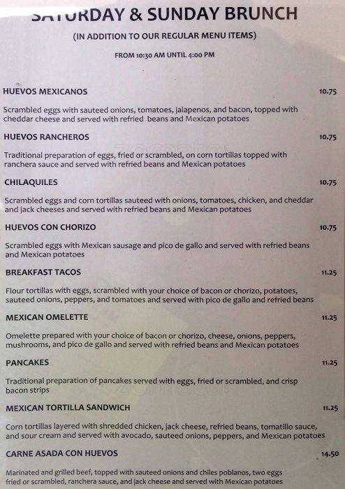 Fernando's Mexican Cuisine menu