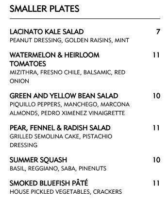 Carta de Radar Restaurant