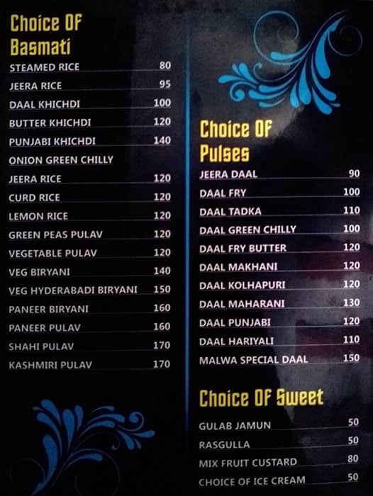 Malwa Country menu