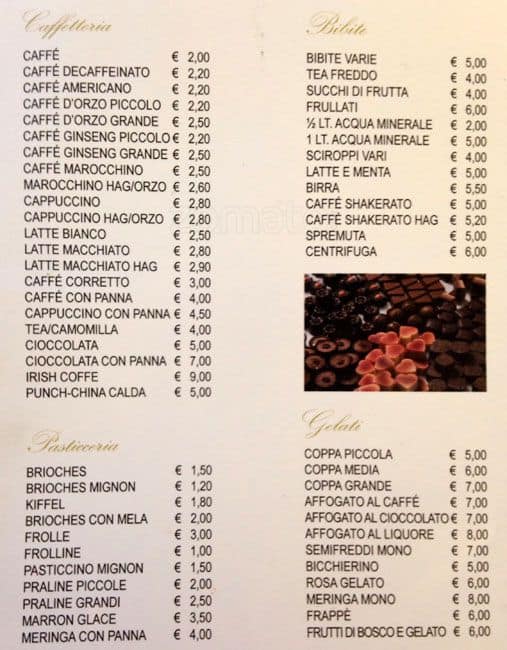 Menu di Pasticceria Viscontea 