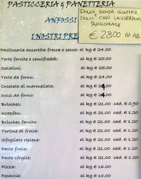 Menu di Anfossi 