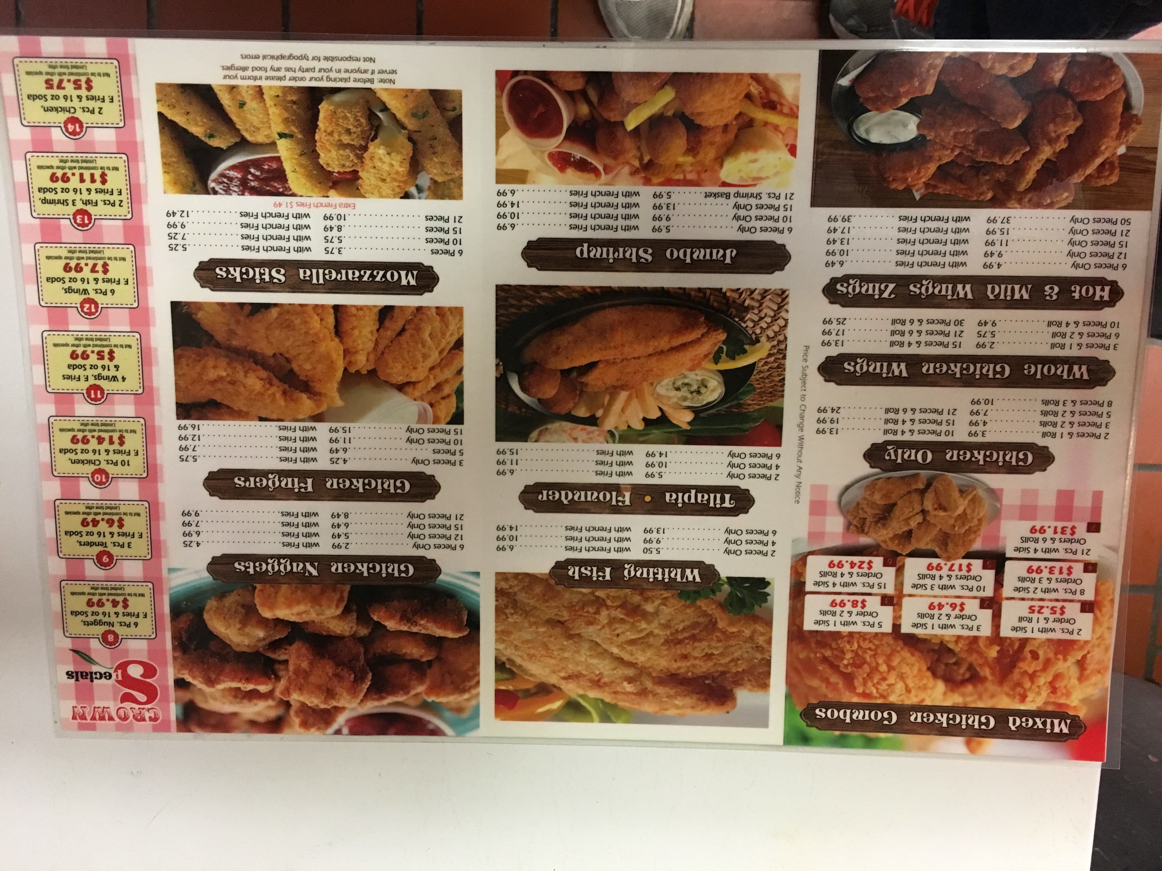 crown fried chicken waffle house menu