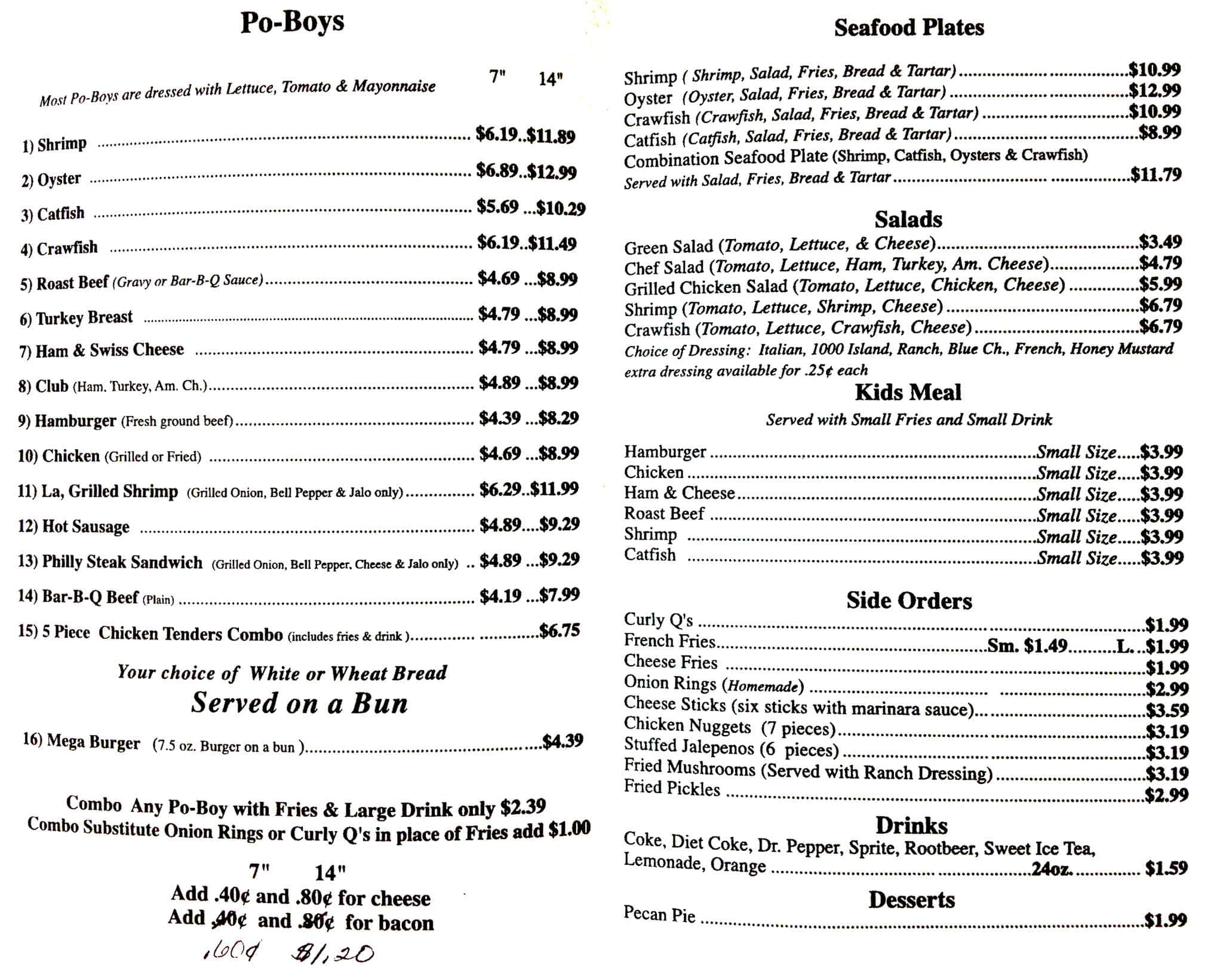 Sherwood Po Boy Menu, Menu for Sherwood Po Boy, Walker, Baton Rouge