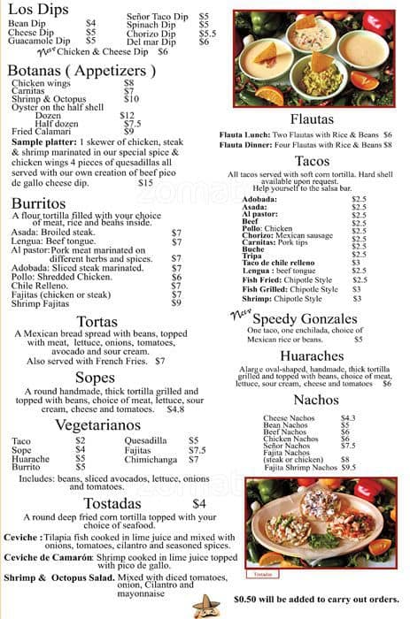 Senor Taco Menu, Menu for Senor Taco, Old North Knoxville, Knoxville