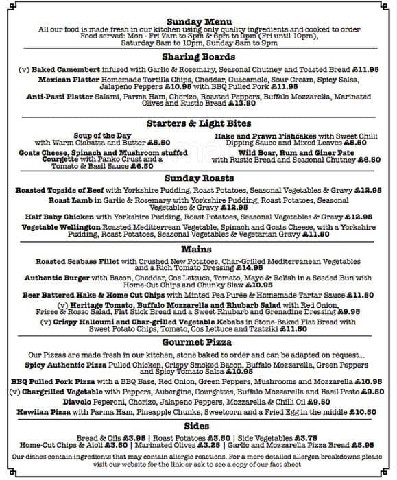 Menu at The Flower Pot pub & bar, SunburyonThames, Thames Street