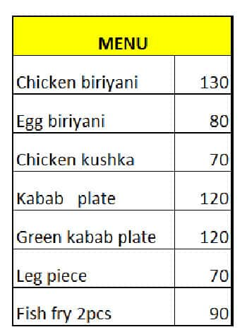 Menu of Star Ambur Biryani, Shanti Nagar, Bangalore