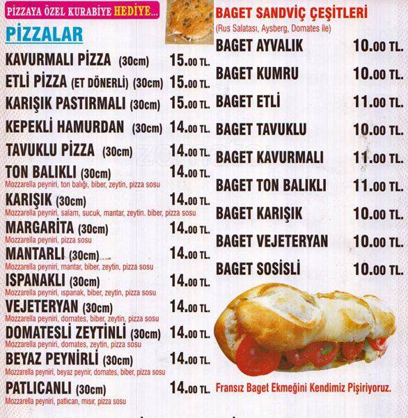 Menu at Pizzaci Altan, Ankara, John F. Kennedy Cd. No:33 D:B