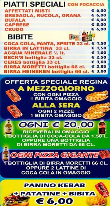 Menu di La Regina 
