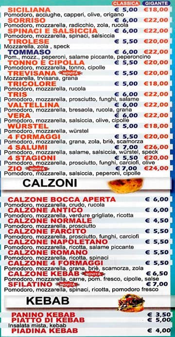 Menu di La Regina 