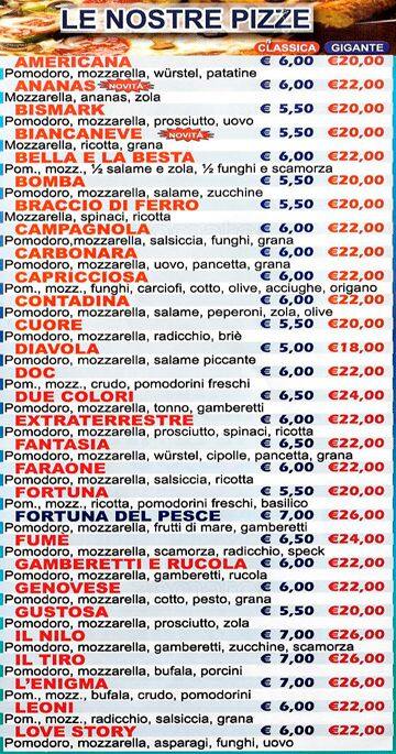 Menu di La Regina 