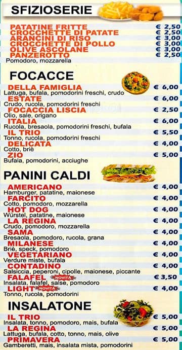Menu di La Regina 